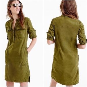 NWT J. Crew cotton utility dress army green size 14